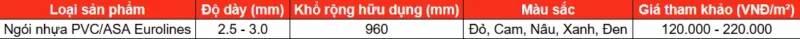 Bảng giá tham khảo