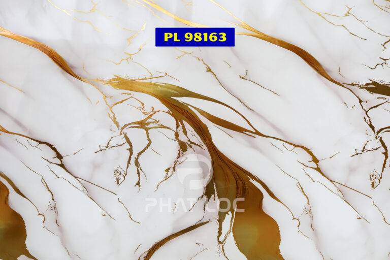 Mẫu PL 98163 – Tinh tế tối giản với vân vàng trên nền trắng