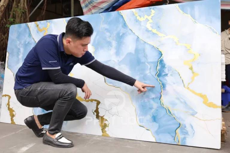 Tấm nhựa giả đá vân xanh mây nghệ thuật